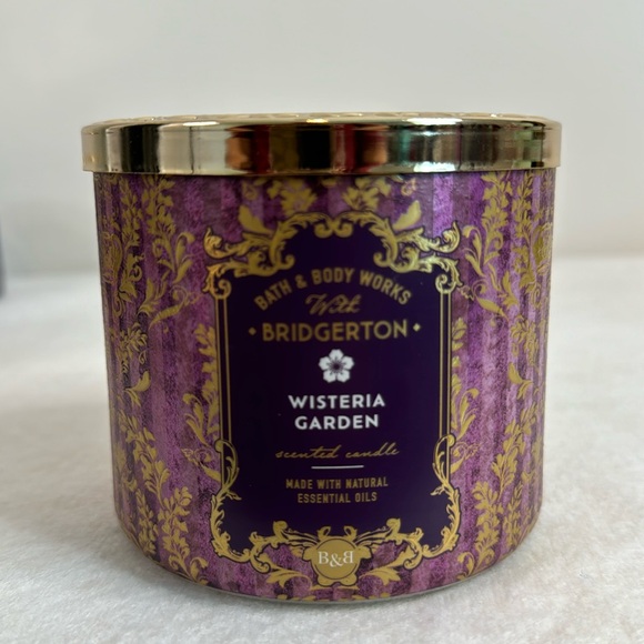 BATH & BODY WORKS NWT BRIDGERTON WISTERIA GARDEN NEW THREE WICK CANDLE - Picture 2 of 4